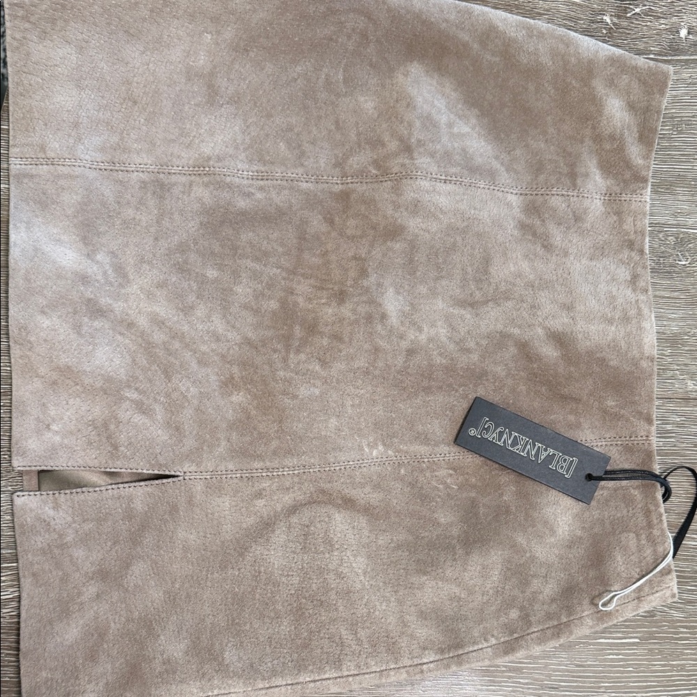 Blank NYC Taupe Suede-Look Mini Skirt with Front Slit